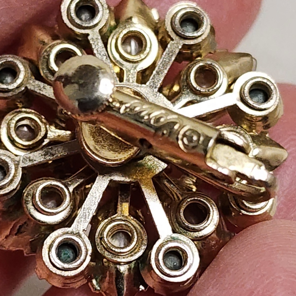 CORO MID-CENTURY SUNBURST REG. NUMBER CLUSTER EARRINGS MADE IN ENGLAND - Picture 6 of 16